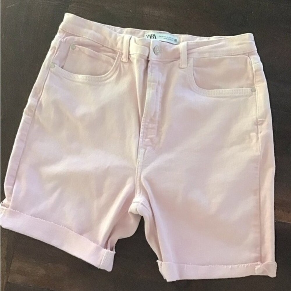 Zara Pink Denim Highrise Cutoffs Upcycled 10